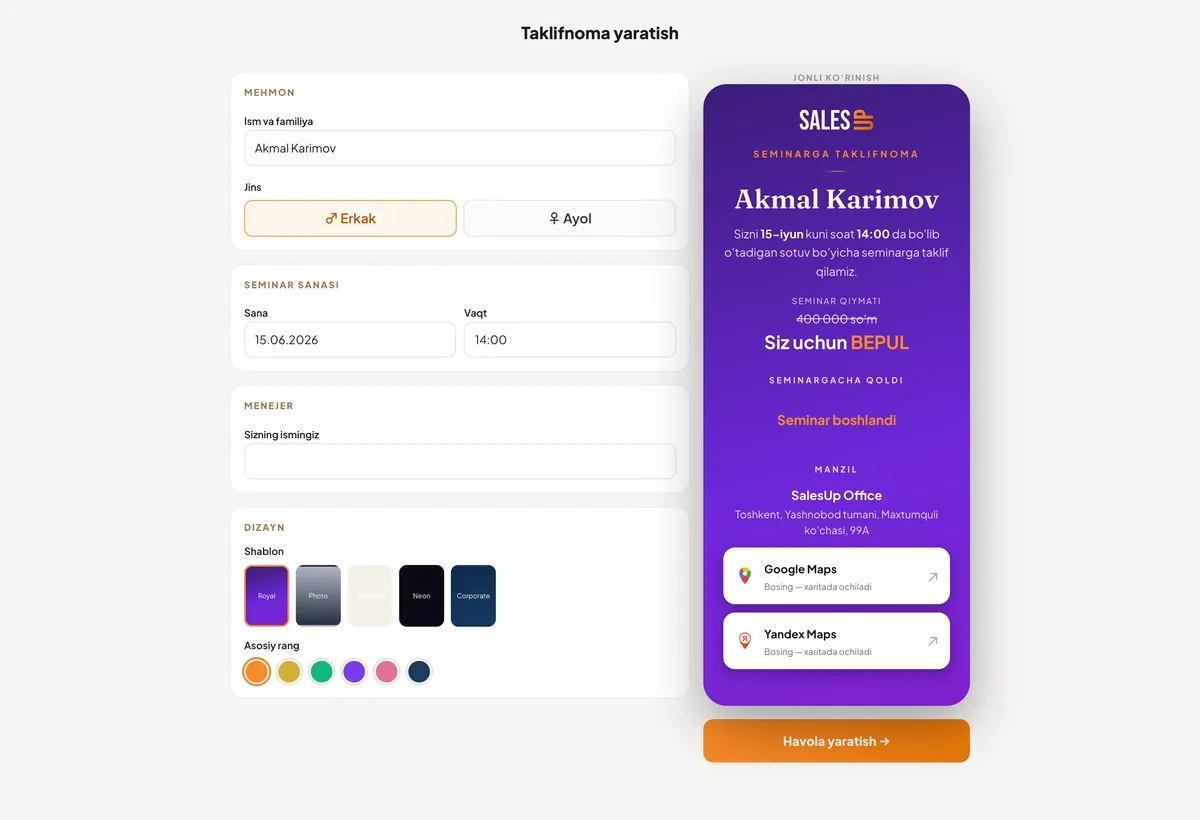 Personal invitation builder