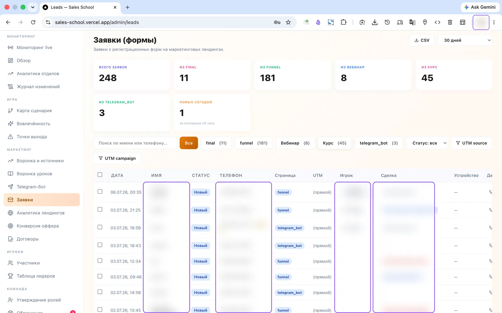 School analytics & CRM — 2