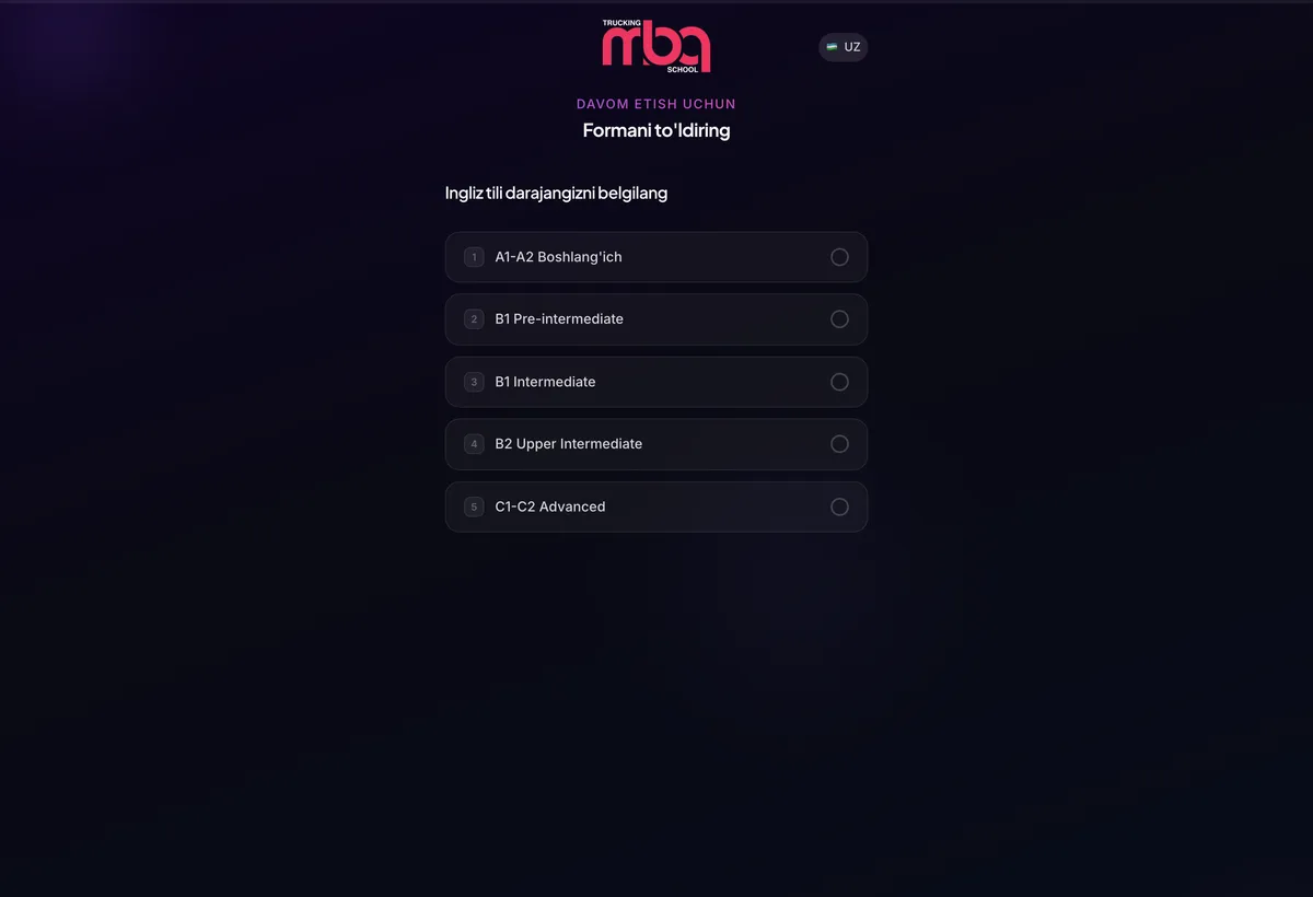 Branching quiz form