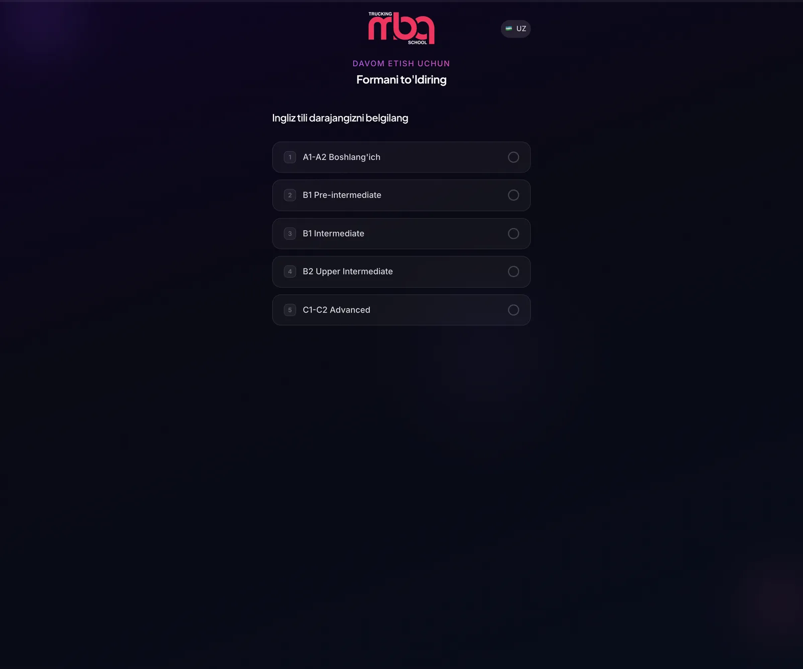 Branching quiz form — 1